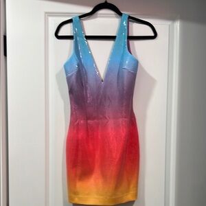 RNWY Malibu mini dress - rainbow size small